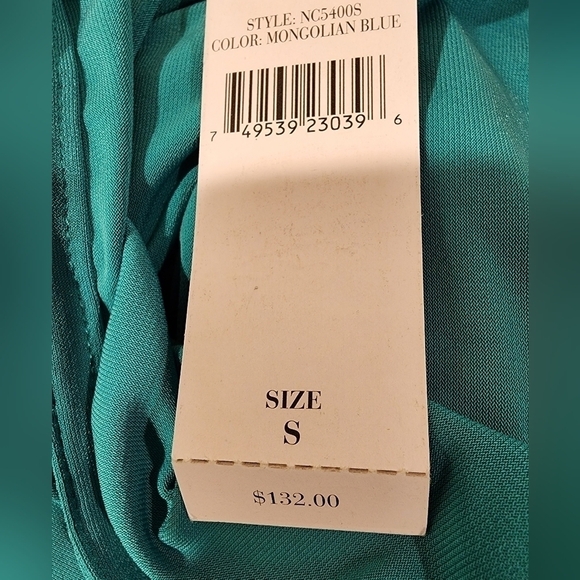 NWT Natori Blouse Mongolia Blue Oversized Gold Side Ties Size Small - Picture 13 of 13